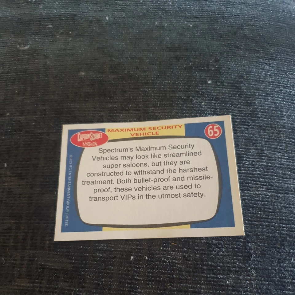 ❄️CAPTAIN SCARLET Card #65 Maximum Security Vehicle Topps 1993 - Image 2 of 2