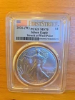 2026 (W) $1 American Silver Eagle 1 oz PCGS MS70 FS First Strike Flag Label 2b