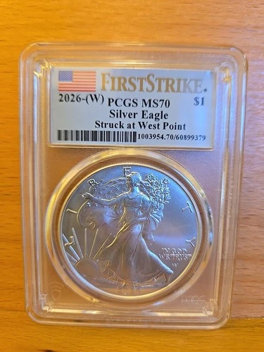 2026 (W) $1 American Silver Eagle 1 oz PCGS MS70 FS First Strike Flag Label 2b