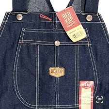 Red Kap Men's Denim Bib Overall Bibs Overalls Uniform BD10DNC Red Stitch 34 x 36
