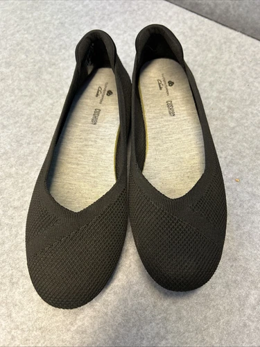 Clarks donna Carly Wish Ballet maglia piatta nera punta chiusa taglia 7M