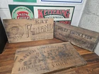 S42- 3 antique original wood crate sides - WALL ART SIGNS - FRIENDS OATS, COFFEE