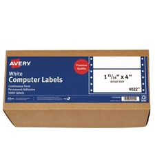Avery® Dot Matrix Mailing Labels, 1 Across, 1 15/16 x 4, White, 5000/Box