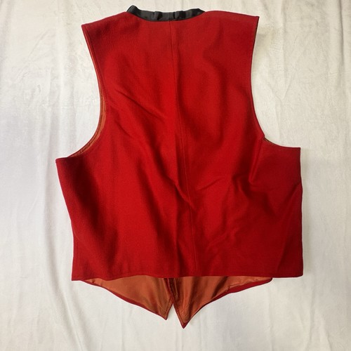 Chaleco Pendleton Mujer Pequeño 5 Botones Rojo Negro Borde Lana Pura - Imagen 2 de 7