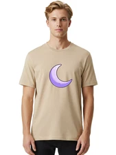 Crescent-Moon Mens Graphic Tee, 100% Cotton, Casual Summer Wear