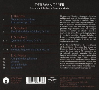 WANDERER GUITAR DUO WANDERER: BRAHMS, SCHUBERT, FRANCK, MERTZ NEW CD