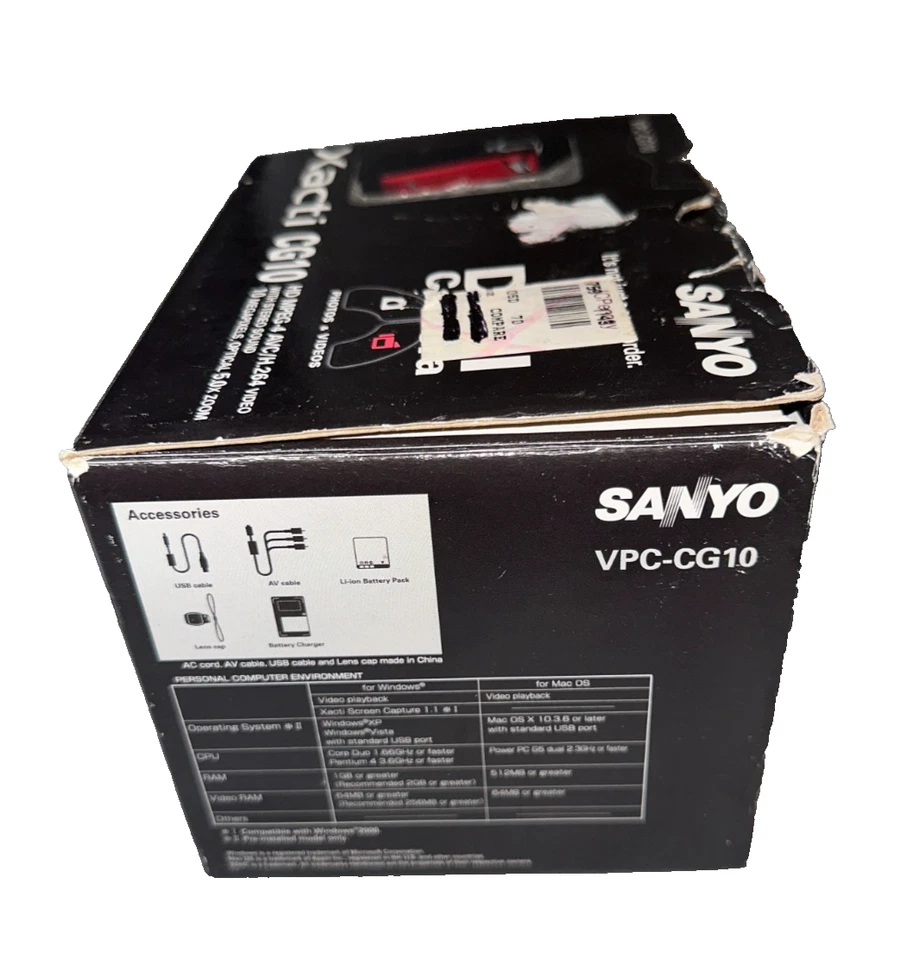 Sanyo VPC-CG10 High Definition Flash Media Camcorder/Camera RED -NEW OPEN BOX - Image 3 of 4