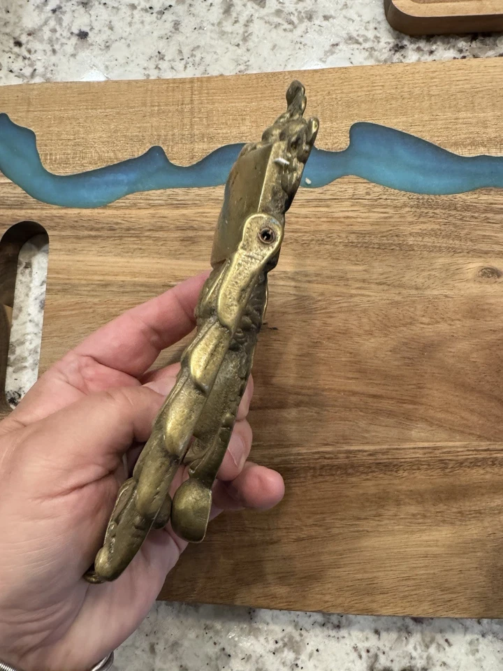 8" Brass ANTIQUE c 1915 FACE OF DIONYSUS ARCHITECTURAL SALVAGE DOORKNOCKER - Image 3 of 4