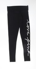 Leggings alla caviglia Victoria's Secret ROSA nero donna S logo vita alta