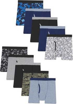 Hanes Boys Underwear Boxer Briefs 10 Pack, Cotton Stretch Underwear for Boys 