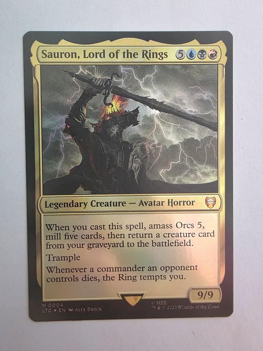 MTG Sauron Lord Of The Rings Foil MTG Foil Sauron, Lord Of The Rings  Commander Card  Mythic Rare, Near Mint Condition MTG Sauron Foil