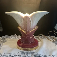VTG ESCO-LITE TV CALILY TV Lamp Burgundy /pink/cream/gold/ Ceramic 1950