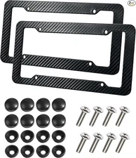 2 Pack Carbon Fiber License Plate Frame, Car Plate Frame Front and Rear Slim