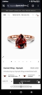 Moon magic Garnet Ring