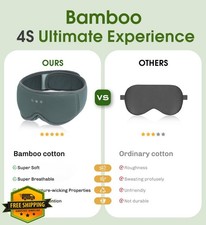 Bamboo Cotton Sleep Mask Grey with Bluetooth Headphones Blackout Eye Mask