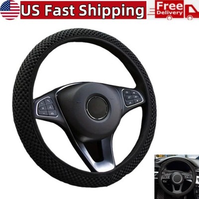 15 inch Elastic Stretch Car Steering Wheel Cover Microfiber Breathable Ice Silk