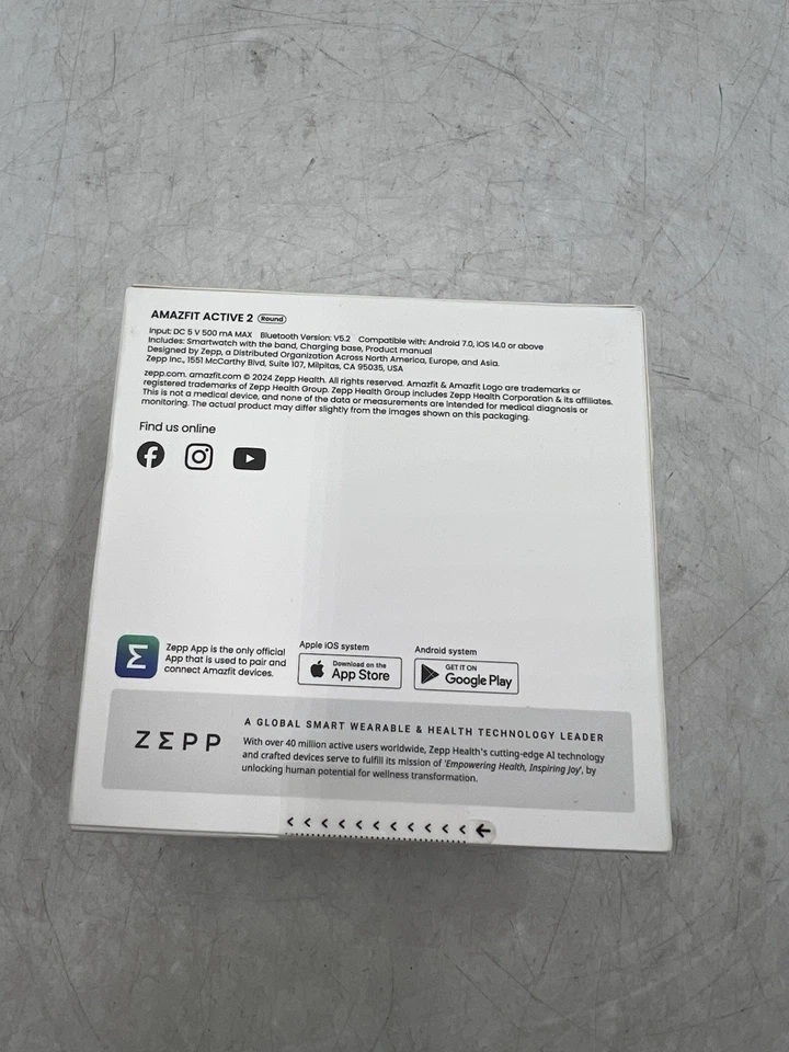 Amazfit Active 2 44mm Fitness Smart Watch with Leather Band New In Box - Image 3 of 3