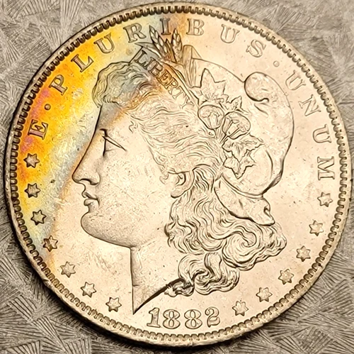 1882-O Morgan Silver Dollar  🌈 Looks Uncirculated 🌈  VIVID PQ RAINBOW TONING!