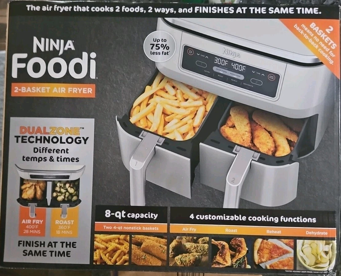 White Ninja Foodi 4-in-1 8-qt. 2-Basket Air Fryer with Dual Zone Technology NEW
Opens in a new windo
