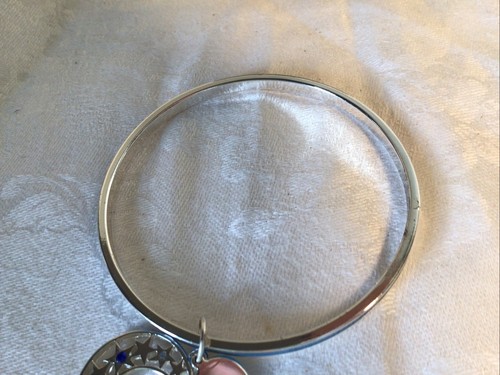 Liz Claiborne Blue Bangle With Moon And Blue Gemstone In Each Tiny Star NWOT - Picture 4 of 10