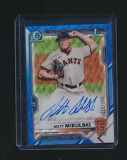 MATT MIKULSKI 2021 BOWMAN CHROME 1ST BLUE REFRACTOR RC AUTO 021/150 #CDA-MMI