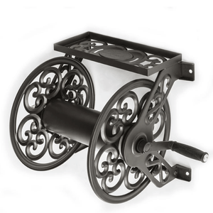 Liberty-Garden-125-Foot-LBG-708-Decorative-Steel-Wall-Mounted-Hose-Reel-Bronze