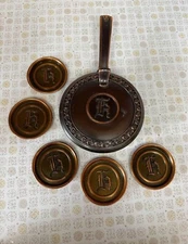 L.E.Mason Copper Metallic Silent Butler with ashtrsys Monogram "H" Boston Mass