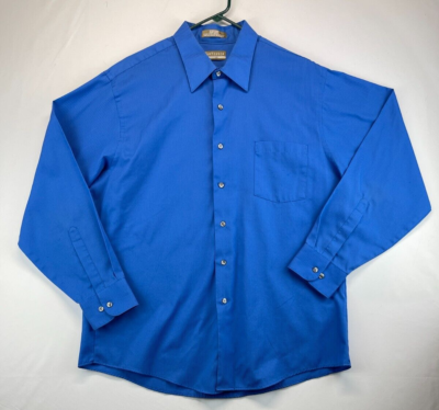 Van Heusen Fitted Dress Shirt - Mens Size 17.5 (34/35) Blue Wrinkle Free  (1497) | eBay