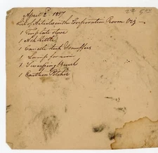 1817 Handwritten Inventory List Corporation Items – Early 19th Century Ephemera