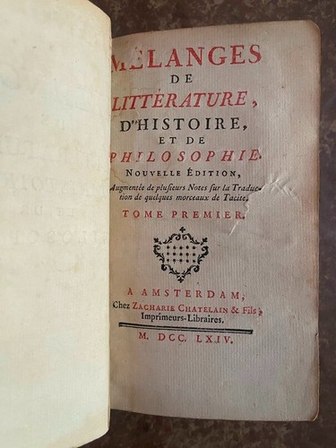 1764 ALEMBERT Mélanges de Littérature d'Histoire et de Philosophie v1 Philosophy - Picture 4 of 10