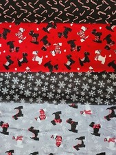 Christmas Scottie Dog by Benartex 4 Fat Quarters pack 100% Premium Cotton