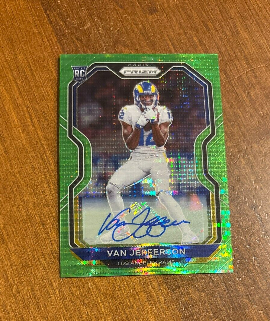Van Jefferson 2020 Prizm Neon Green Pulsar Rookie Auto #377 Gators Rams RC
