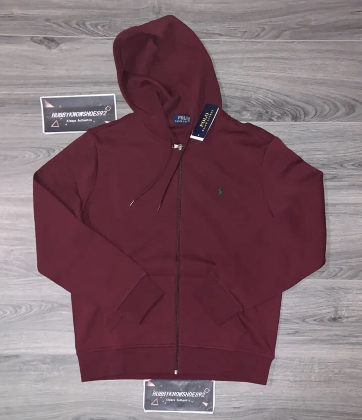 Polo Ralph Lauren men's Burgundy Double Knit Full Zip Hoodie