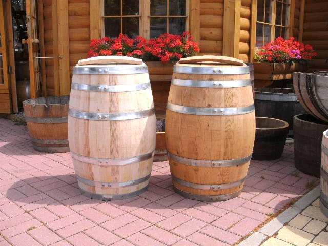 NEU 100-300L FASS REGENTONNE WEINFASS EICHENFASS HOLZFASS WASSERFASS WASSERTONNE - Bild 4 von 4