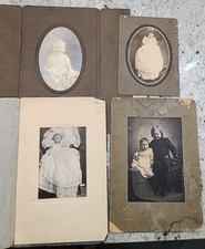 Lot of 4 Antique Cabinet Card Photos Late 1800's - 1910's Children Baby Studio