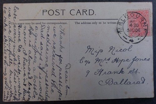 1906 Australia Postcard-Corra Linn 1p Stamp cd Melbourne - Bild 3 von 3