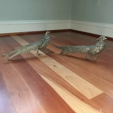 Vintage Pheasant Figurines MADE IN ITALY Silver Plate Pair Male Female Italian