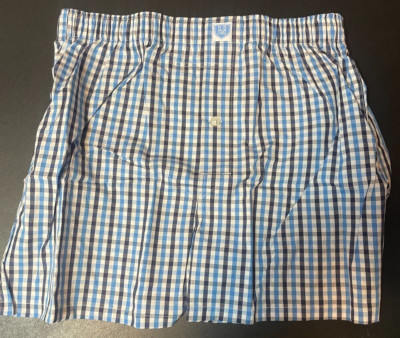 Men's Boxers Underwear  Shorts Blue Plaid 100% Cotton-Pennington & Bailes -M