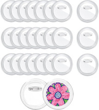 3 Inch Acrylic Button Pins - Clear Plastic Badges with Pin Backs 25 Pack for D
