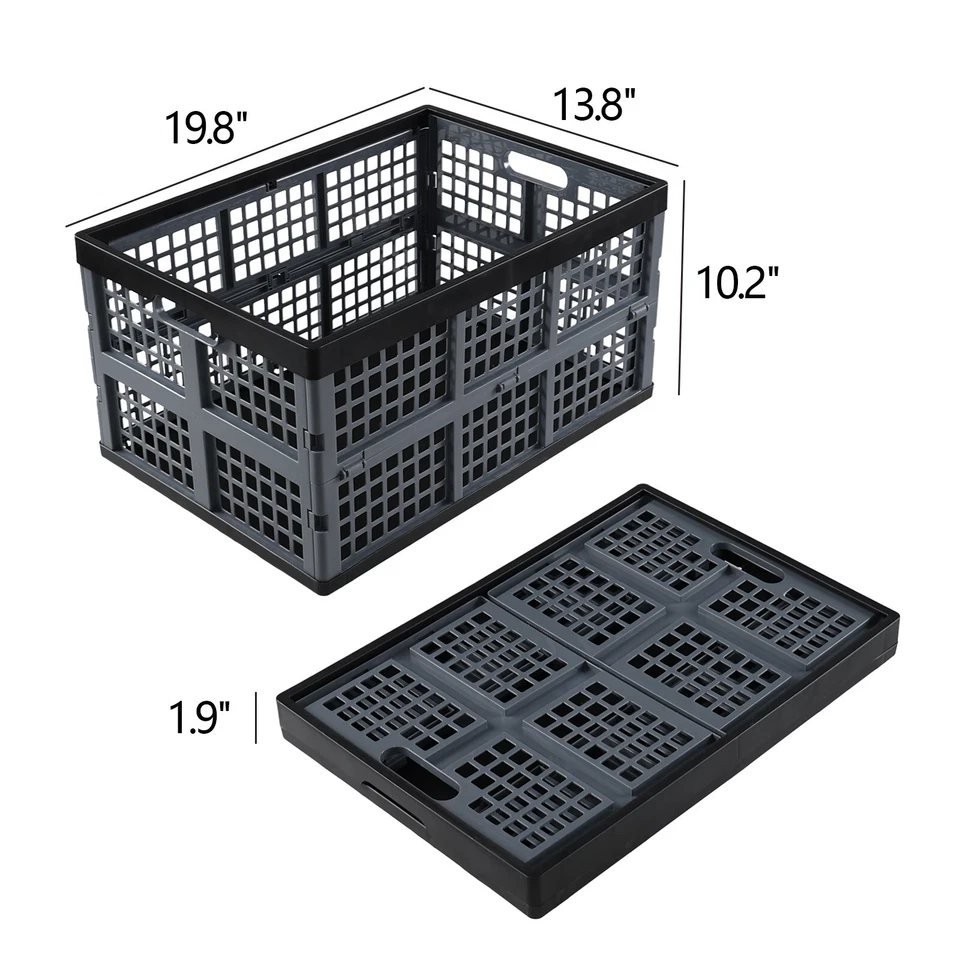 Caixas dobráveis Kekow 42L para armazenamento, cestas plásticas dobráveis, pacote com 3 pretas - Imagem 3 de 4