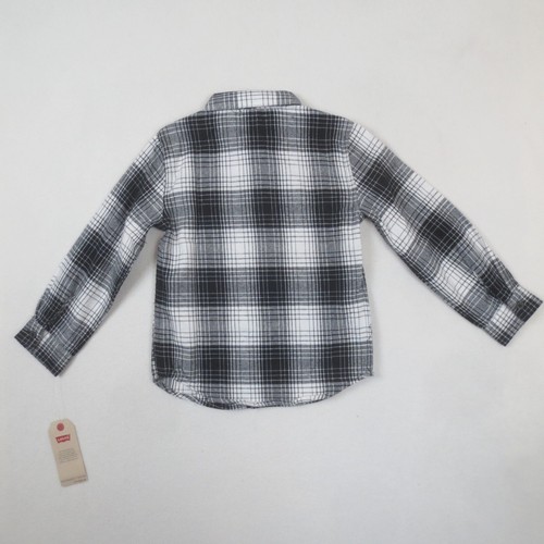 NEW Levis Shirt Boys M Black White Plaid Flannel Long Sleeve Button Up Western - Picture 2 of 10