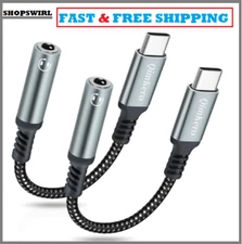 USB Type C to 3.5mm Female Headphone Jack Adapter, (2 Pack) USB C to Aux Audio