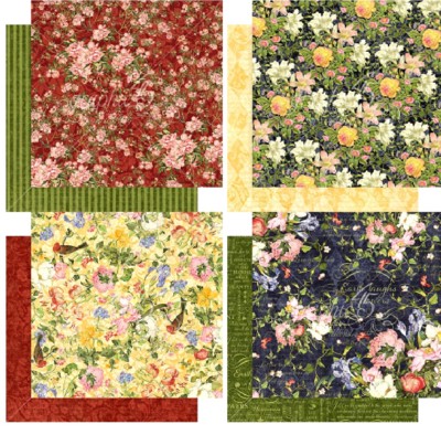 Graphic45 Floral Shoppe 1x Scrapbooking Paper I Blumen 12x12'' 30,5x30,5 cm
