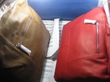 NWT $298 B. Makowsky HOBO Large Leather Designer Bag BM33055 RED OR LATTE