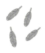 20 Large Antiqued Silver Plated Pewter Feather Charm's 26MM