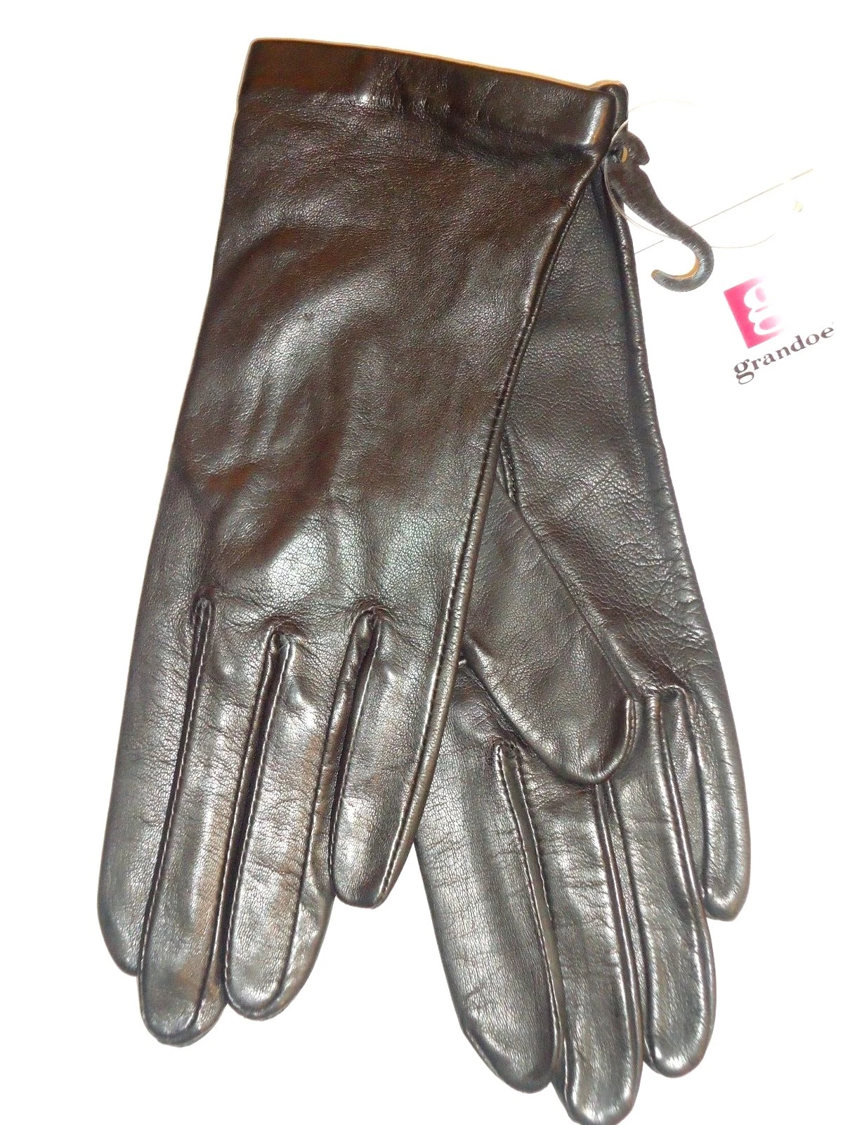 Ladies Women's Grandoe 100% Silk Lined Genuine Leather Gloves,S, Black