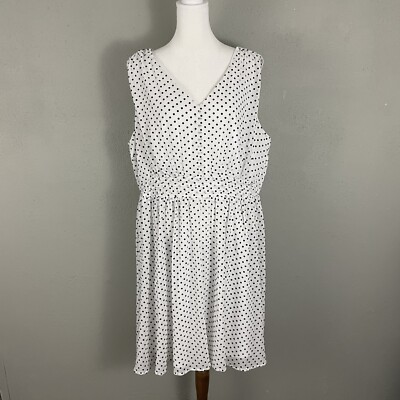 Lane Bryant Swiss Dot Dress Size 18 White Black Polka Dot Smocked Sundress  Lined | eBay