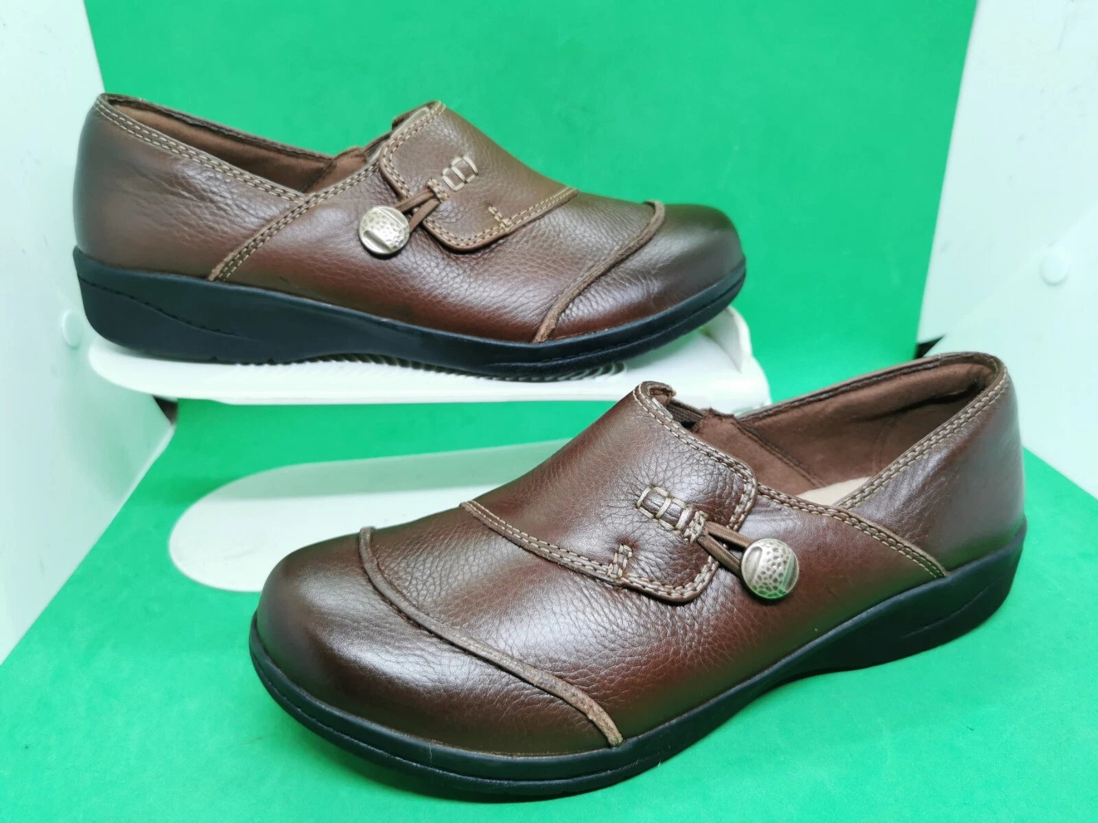 Nuovo mocassino Clarks Cheyn Misha Cushion morbido pelle marrone comfort misura 7 5