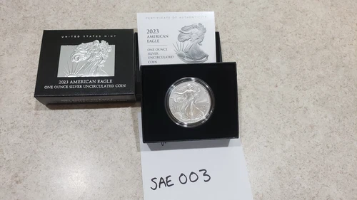 2023-W UNCIRCULATED AMERICAN SILVER EAGLE IN OGP WITH COA "23EG" (SAE003)