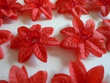 Set of 10 Red Silk Poinsettia 3" Mini Light Reflector Covers Realistic Noma
